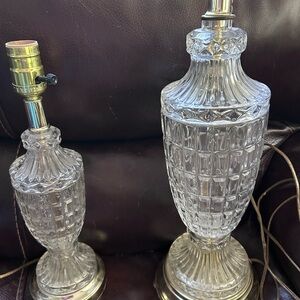 Elegant Vintage Crystal Table Lamps with Brass Accents